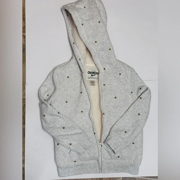 EUC OshKosh B'gosh Zip-Up Polka Dot Sherpa Lined Hoodie. - Picture 5 of 7